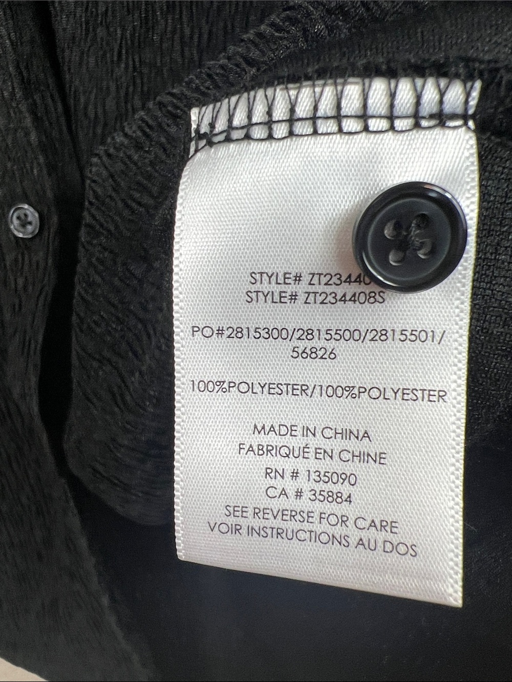 Z Supply NWT Lyrical Crinkle Knit Button Front Long Sleeve black Blouse Small - Picture 5 of 6